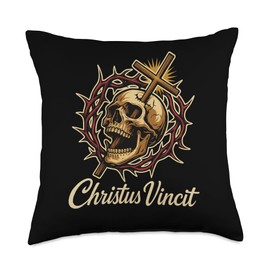 Christus Vincit Catholic Christ the King Sacred Heart Throw Pillow