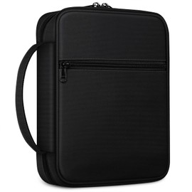 FINPAC Bible Cover, Carrying Book Case Church Bag Bible Protective with Handle and Zippered Pocket, Gift for Mother Lady Women Men, Black