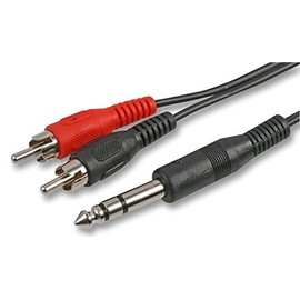 6.35MM STEREO TO 2 PHONO PLUGS- 2M, Audio & Video Cable Assemblies QTY X 1
