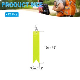 PATIKIL Reflective Keychain Tags, 12 Pack Safety Reflector Tag Reflective Pendant PVC Reflector Gear Keychain for Backpack Cycling Walking, Fluorescent Yellow