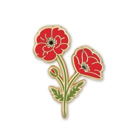 Poppy Enamel Brooch Pin – Floral Lapel Beauty in a Pin, Perfect for Remembrance, Memorial Day – Enamel Lapel Pin Red Poppy Flower Brooch, Embracing the Elegance of August Birth Flower