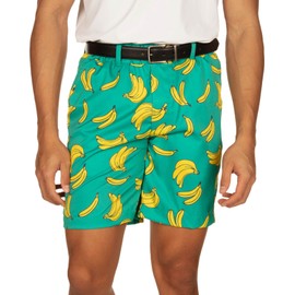 Tipsy Elves Classic-Fit Golf Shorts for Men - Colorful Men’s Athletic Short Pants - Ultra Soft Feel with 4 Way Stretch, Havana Banana (Green), Large