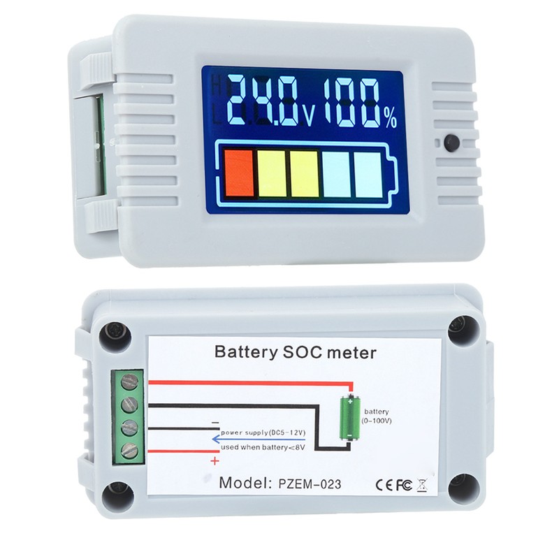 Battery Capacity Indicator LCD Digital Display Voltmeter Power Tester 0~100V