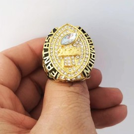 2024 Fantasy Football Championship Trophy Ring Award Prize Sports Winner FFL Champion Ring (Clear Stones, Size 11)