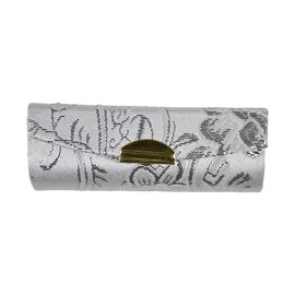 Lipstick Case with Elegant Paisley Design - Silver