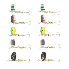 Orurdo Fishing Gear Spinner Lure Set, 10 Pieces, 0.2 oz (5.5 g), Trout, Bass, Rainbow Trout, Irvana, Yamame, Brown, etc., Classic Fishing for Tube Fishing and Mountain Stream Lure Fishing, Weight Model Suitable for Real Fishing Qb100101c21n0
