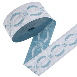 CRAFTYMELODY 9 Yards Jacquard Ribbon Trim Rhombus Pattern Polyester Ribbon Blue Woven Embroidery Trim 2 inch Wide Ethnic Style for Sewing Crafts Handmade Bag Belts Clothing Decoration