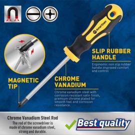 Amartisan 10-Piece Magnetic Screwdrivers Set, 5 Phillips and 5 Slotted Tips Professional Cushion Grip Screwdriver Set