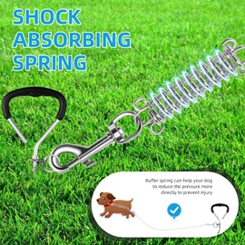 Dog Tie Out Cable 30 FT, Heavy Duty Lead for Yard, Leash with Removable Shock Spring for Large Dogs up to 160LBS, Dog Chain for Yard or Camping