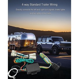 4 Way Trailer Wiring Harness Kit Replace 56468 Fit for Ford Bronco 2021 2022 2023 with LED Taillights, 4-Pin Flat Trailer Connector Plug, Trailer Hitch Towing Lights Wiring Harness