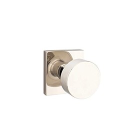 EMTEK Square Rosette Privacy Set with Matching Finish Round Knob - Choice of 7 Finishes - 5210ROUUS14 - Polished Nickel (US14)