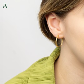 Amberta Italian 9ct Gold Hoop Earrings for Women | 9ct Gold Earrings 375| Gold Sleeper Earrings for Women 9ct: 20 mm