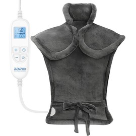 RENPHO Heating Pad for Back Fatigue Relief, New Year Gifts Electric Heat Pad for Neck and Shoulders, Auto Shut Off, Extra Large 24"x33" - Color: Dark Gray