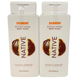 Native DUNKIN Donuts Boston Kreme Body Wash 18 fl oz Limited Edition 2 Pack