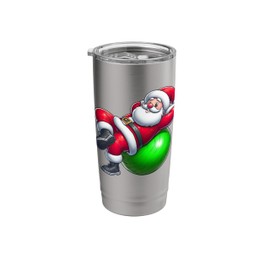 Santa Claus Exercise Ball Gym Fitness Workout Christmas Stainless Steel Insulated Tumbler