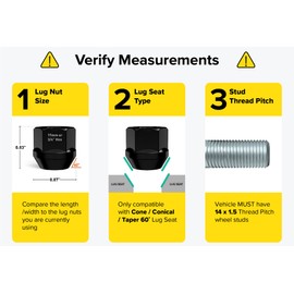 20pcs Black Open End Lug Nuts - Metric 14x1.5 Thread Size - 0.81" Length - Cone Conical Taper Acorn Seat - 19mm 3/4" Hex Head - Compatible with Many Acura Honda Lexus Kia Mazda Mitsubishi Toyota