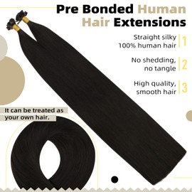 Ugeat Flat Tip Hair Extensions Human Hair Brown Pre Bonded Flat Tips Human Hair Extensions Hot Fusion Flat Tip Brown Hair Extensions Keratin Hair Extensions 50g/pack 24 Inch 50s