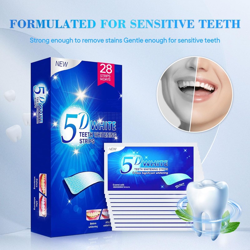 chimoo Whitening Strips, 28 Strips Teeth Whitening Peroxide Free Teeth