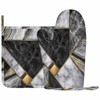 Mxocom Mosaic Marbling Oven Mitt and Pot Holder with Silicone