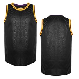 MESOSPERO Blank Basketball Jersey Men's Mesh Athletic Sports Shirts Black Yellow White S-3XL (Snakeskin Black, X-Large)