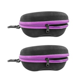 INNOLIFE Purple 2pcs, Zipper Shell Sunglasses Glasses Case with Plastic Carabiner Hook