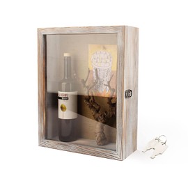 JJWLWEI 12x17 Extra Deep Shadow Box, Large Shadow Boxes Display Cases with Lock，for Displaying Photo Souvenir Collection（Rustic White）