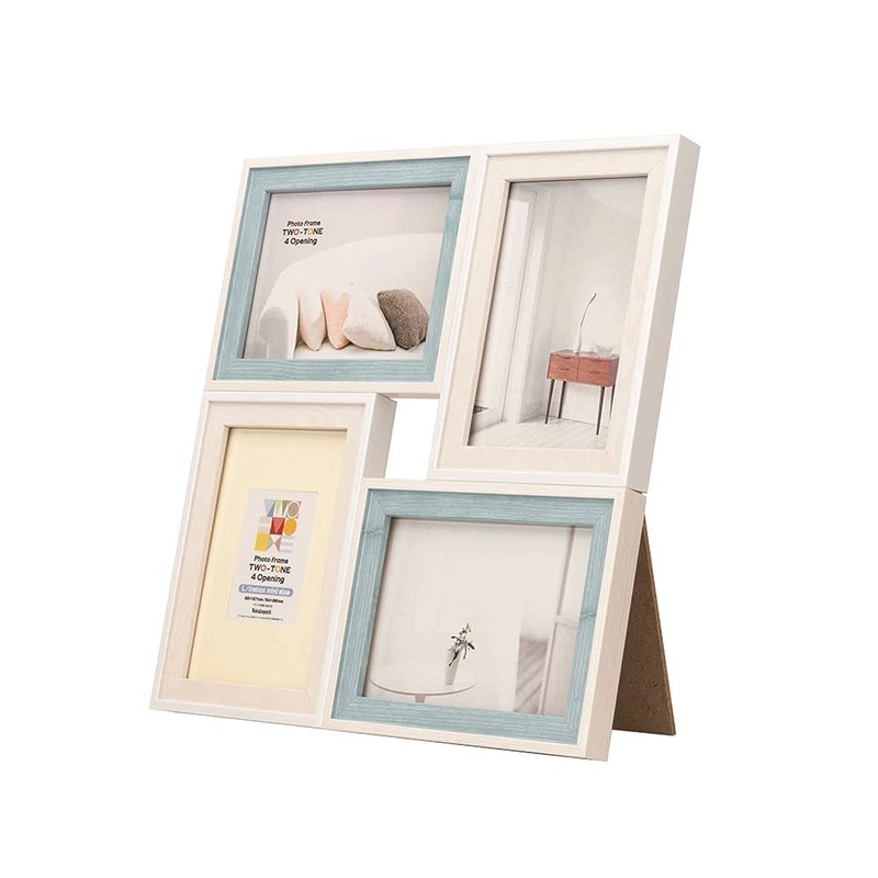 Nakabayashi Resin Two-Tone Photo Frame 4-Opening Blue F-TMS-111-4-B