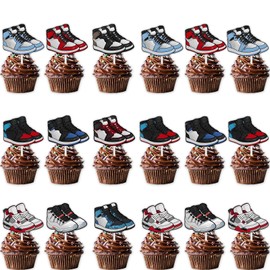 36pcs Sports Skateboard Dessert Cupcake Topper Pick for Sports Shoes Theme Decor Supplies Boys Girls Happy Birthday Party Decorations