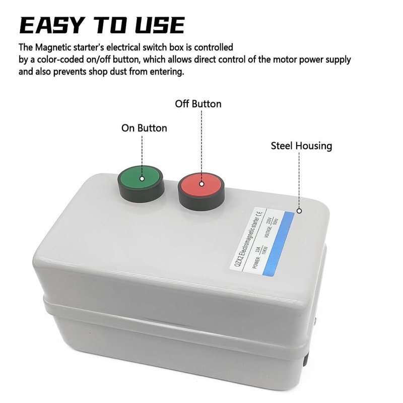 GOLACOD Magnetic Motor Starter for Air Compressor, 220V 11KW/15HP, 3-Phase