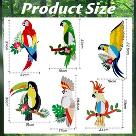 Colorich 6 Stück Tropische Vogeldekoration Hawaii Deko, Dschungel Deko Geburtstag, Gartenparty Deko Sommer Deko, für Kindergeburtstag Deko Sommerfest Hawaii Party Beachparty Poolparty Deko