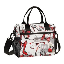 BOENLE High Heels Glasses Bags Lipstick Perfumes Lunch Bag Insulated Cooler Bag Tote Reusable Lunch Box for Women Men Adult Adjustable Shoulder Strap Leakproof for Work Picnic