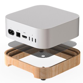 MOSHOU Wooden Dock Stand for 2024 Mac mini M4/M4 Pro, Bracket Mount Advanced Power Button Access Anti-Dust Cooling Avoid Scratch Anti-Slip Essential Accessories Desktop Organizer (Beech)