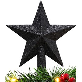 Christmas ConceptsÂ® 20cm Glitter Tree Top Star Decoration â Christmas Tree Topper (Black)