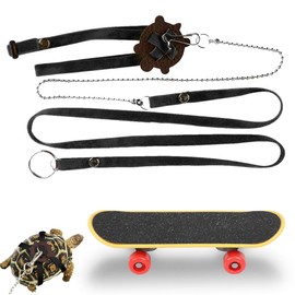 TONGZHIY Mini Tortoise Skateboard with Adjustable Tortoise Leash, Suitable for Bearded Dragon Parrot Reptile Small Animal Funny Tortoises Toys Accessories for Leash and Training Skateboard Toy