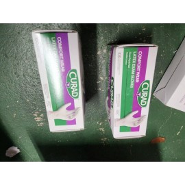 CURAD Comfort Wear Latex Exam Gloves - One Size Fits Most, 2x100 Count