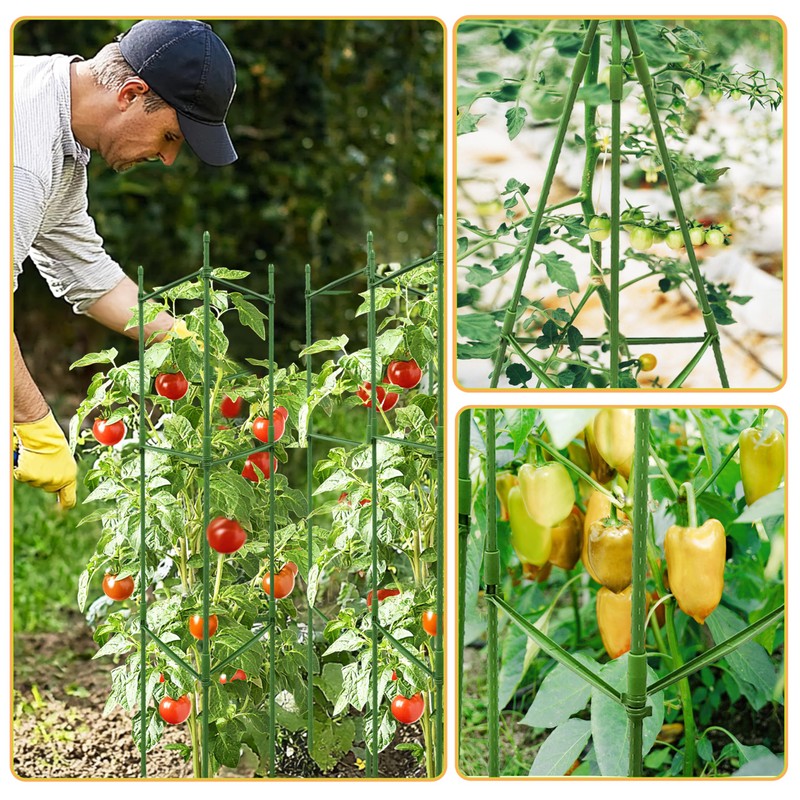 SORANGEUN 6 Pack Tomato Cages for Garden, 48” Metal Tomato