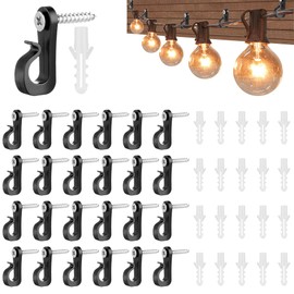 20Set Fence Hooks Durable Material Outdoor Hooks for Lights Black Cleat Hooks Screw in Hooks Indoor and Outdoor Home Christmas Lights Hanger Hooks Garage New Year Party for Outdoor String Lights