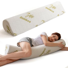 Body Pillow for Adults, Long Pillow for Back,Hip and Knee Support, Side Sleeper. Bolster Pillow Insert with High Resilience Foam, Soft Support for Pregnant Women, Washable Bamboo Cover