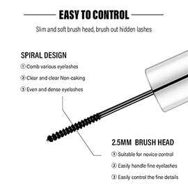 Waterproof Mascara for Fine Short Eyelash, Washable Voluminous Eyelash Mascara Intense Lengthening Mascara for Women, Black (0.1 fl. Oz)