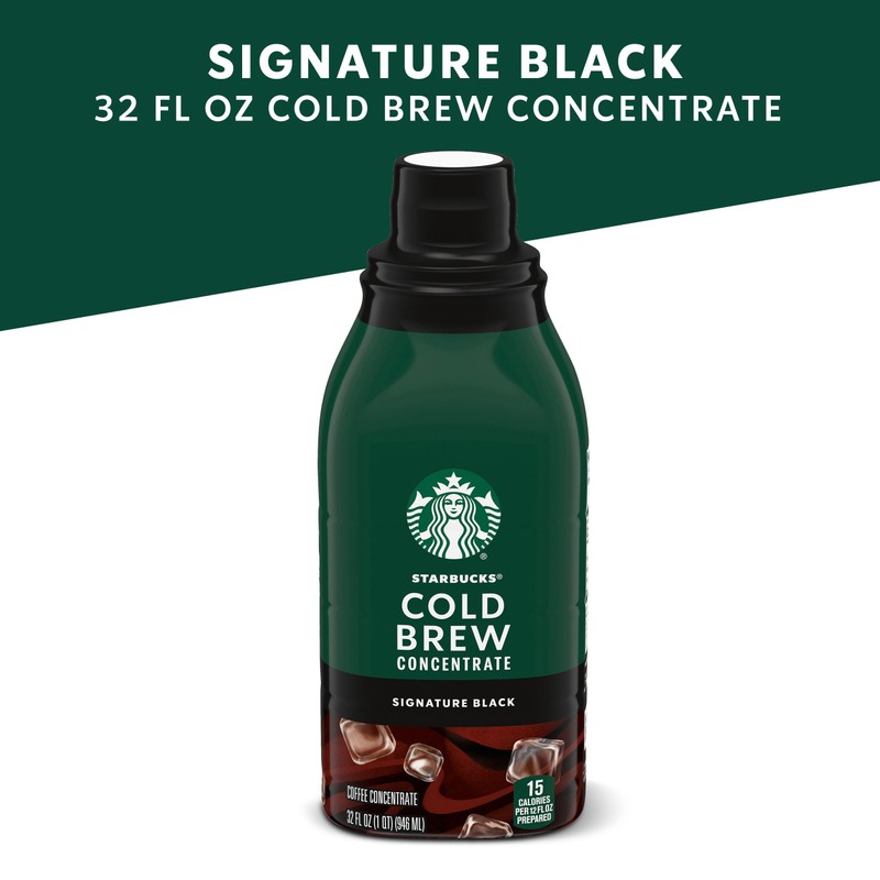 Starbucks Cold Brew Coffee Concentrate, Signature Black, 100% Arabica, Multi-Serve