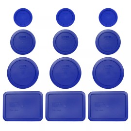 Pyrex (3) 7202-PC (3) 7200-PC (3) 7201-PC (3) 7210-PC Blue Replacement Lids