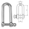 12mm Long Dee Shackle - A4 (Marine Grade) Stainless -
