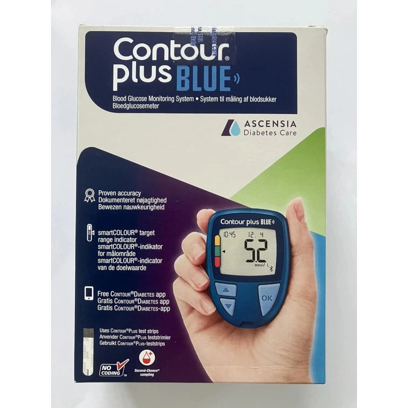 Contour Plus Blue Blood Glucose Monitoring System Glucometer
