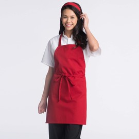 Uncommon Threads mens Adjustable No Pocket Restaurant Bib Apron, Red, One Size US