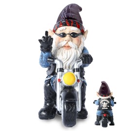 DIKARIYA Garden Gnome Motorcycle Gnomes for the Garden, Garden Gnomes Funny for Outdoors, Funny Gifts for Men, Motorcycle Gifts, Waterproof Garden Gnome Statue for Garden Decoration, Patio, Balcony