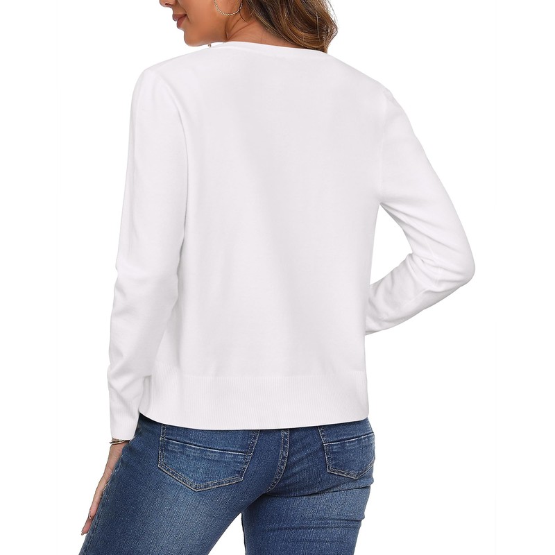 Arach&Cloz Women's V Neck Lightweight Cardigan Long Sleeve Solid Top