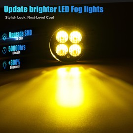 LUDARM LED Fog Light Compatible with Tacoma 2012-2024 for Tundra 2014-2021 for 4Runner 2010-2024 for RAV4 2016-2012 for Corolla 2009-2016 for Camry 2007-2014 for Sienna 2011-2019 Yellow Lens 2 Packs