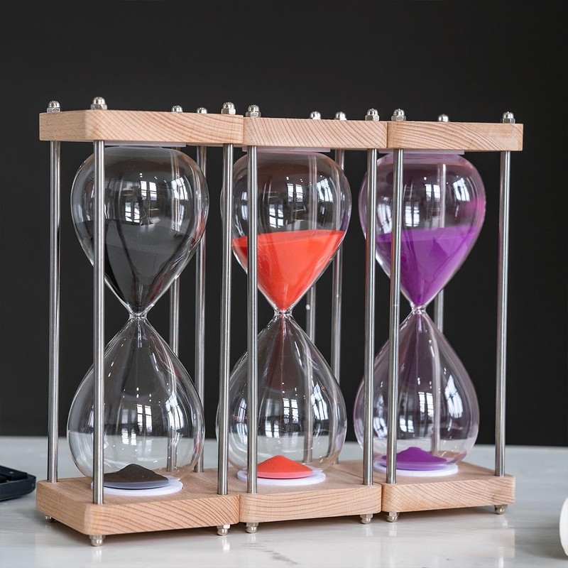 Large 60 Minute Hourglass, with Transparent Glass & Natural Oak