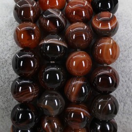 Keleny Gem Semi Precious Red Dream Black Stripes Agate 10mm Round Beads Crystal Stretch Bracelets 7.2 Inch Unisex