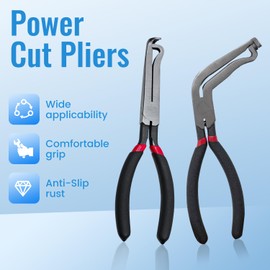 Electric Disconnect Pliers 2PCS, 37960 Electrical Disconnect 60 Degree Curved Jaw Straight Automotive Connector Pliers for Push Plugs Fuel Line Removal Plier Car Repair Tools (Red)